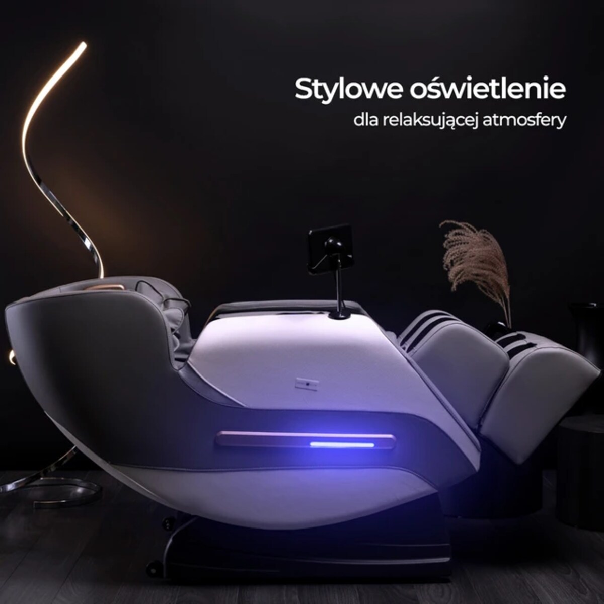 Fotel z Masazem Rozkladany VX MAX ANG Szary Masujacy Relax