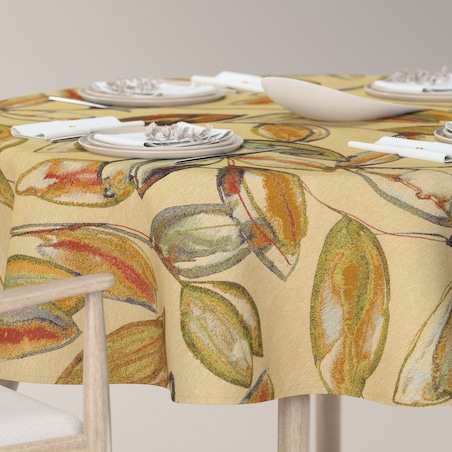 Obrus okrągły 160 x 160 cm kolorowe liście