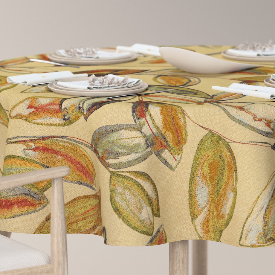 Obrus okrągły 160 x 160 cm kolorowe liście