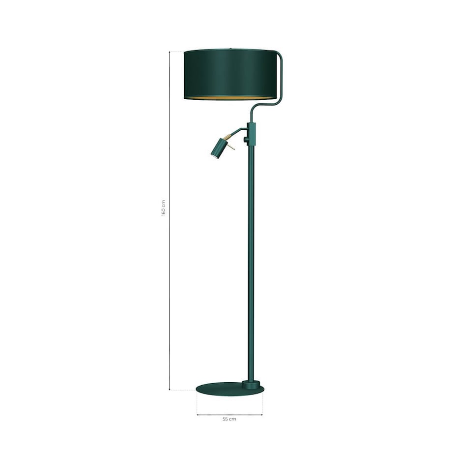Abażurowa lampa pokojowa Ziggy z regulowaną tubą zielona