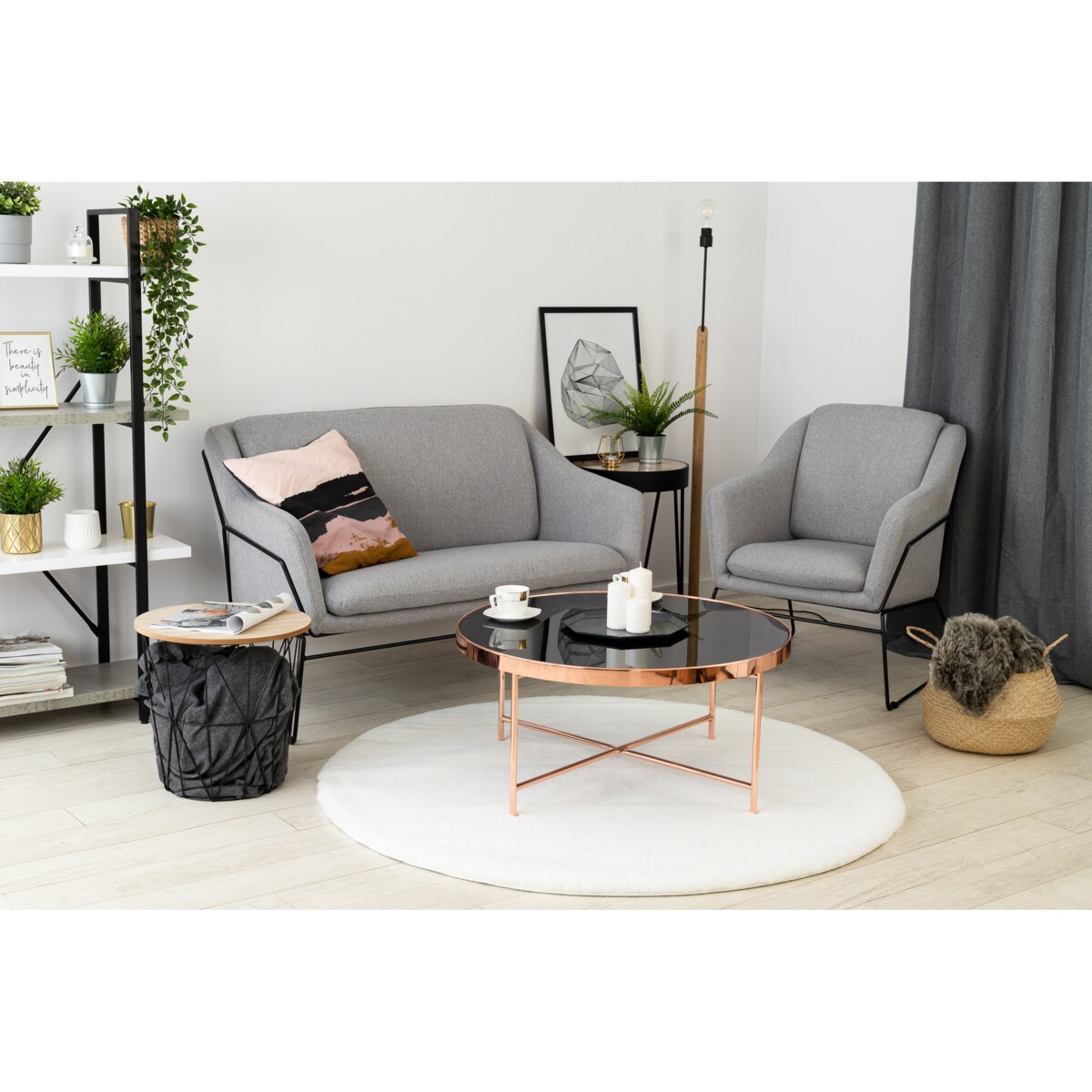 Dywan BUNNY koło biały IMITACJA FUTRA koło 140 cm