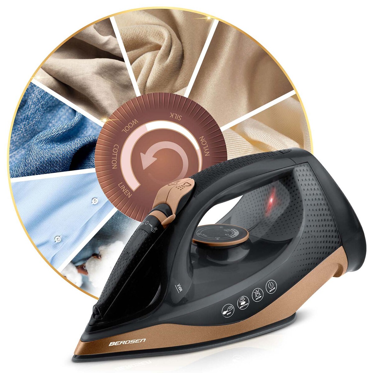 Żelazko bezprzewodowe parowe 2600W ceramiczna powłoka Berdsen 333300