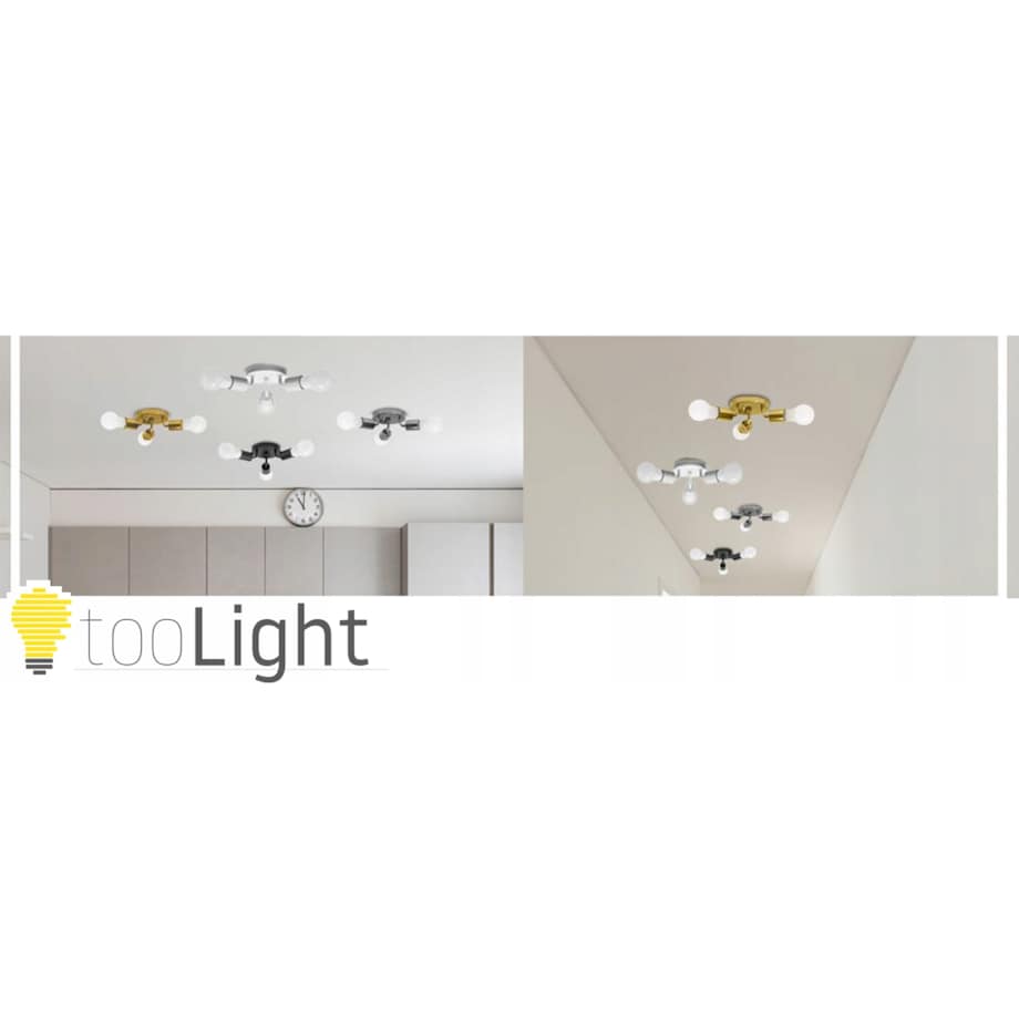 Lampa Sufitowa Plafon Potrójna Metalowa Gold 3