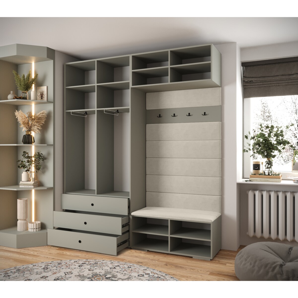 Garderoba do przedpokoju INOVA 2 Z12 kaszmir+czarny+manila02