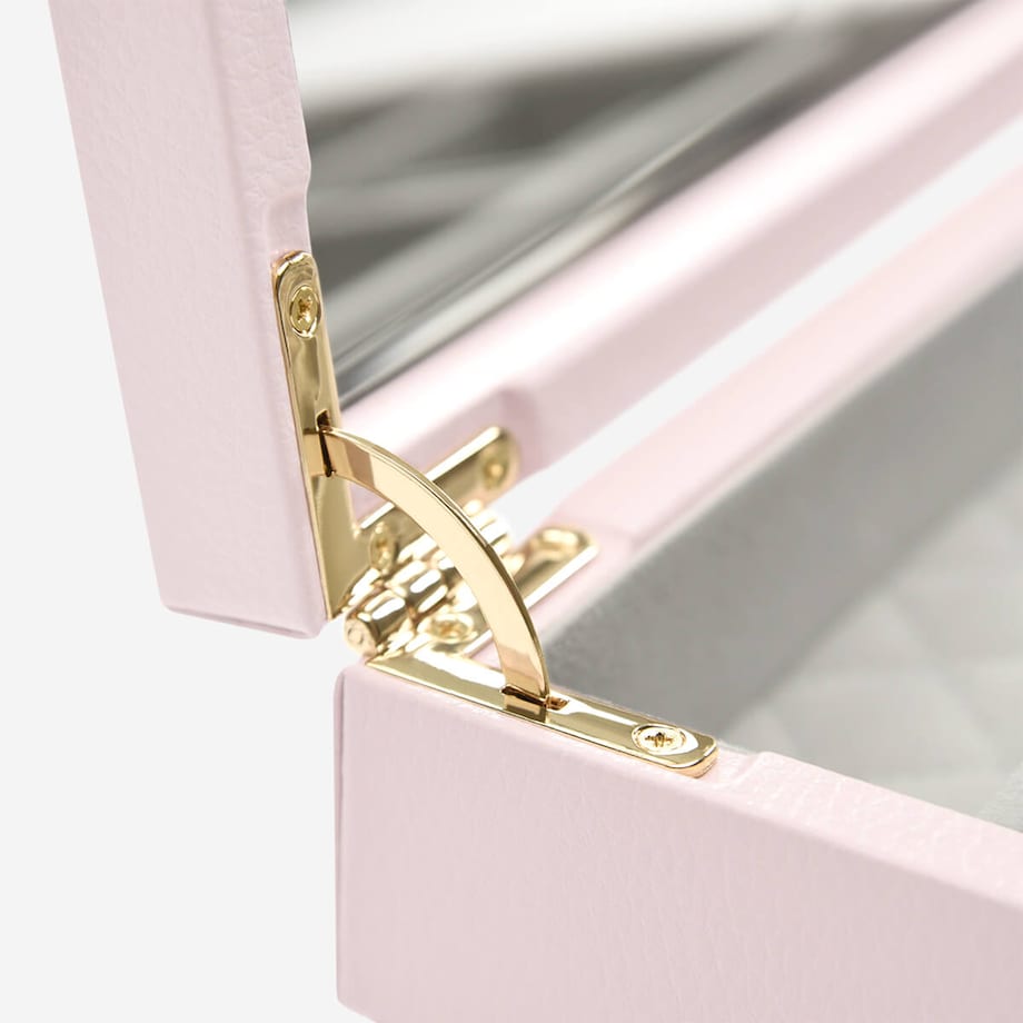 Szkatułka na biżuterię Loves Luxury jasnoróżowa z pokrywką i lusterkiem