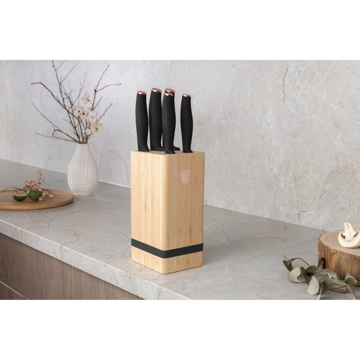 Zestaw noży w bloku bambusowym 6 elementów BERLINGER HAUS Black Rose