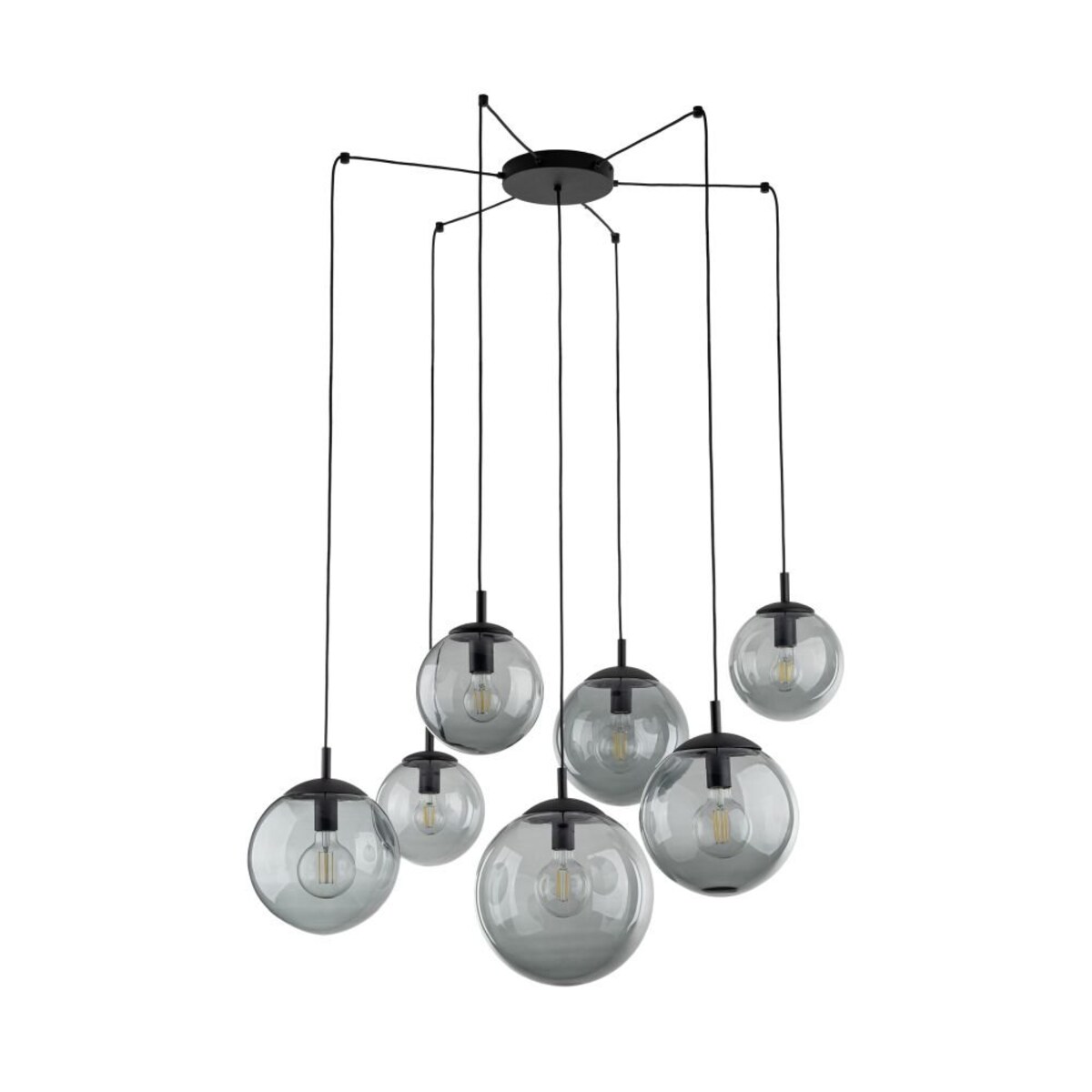 Lampa wisząca TK Lighting ESME GRAPHITE 5385, 7xE27, regulowana wysokość, grafitowo-czarna