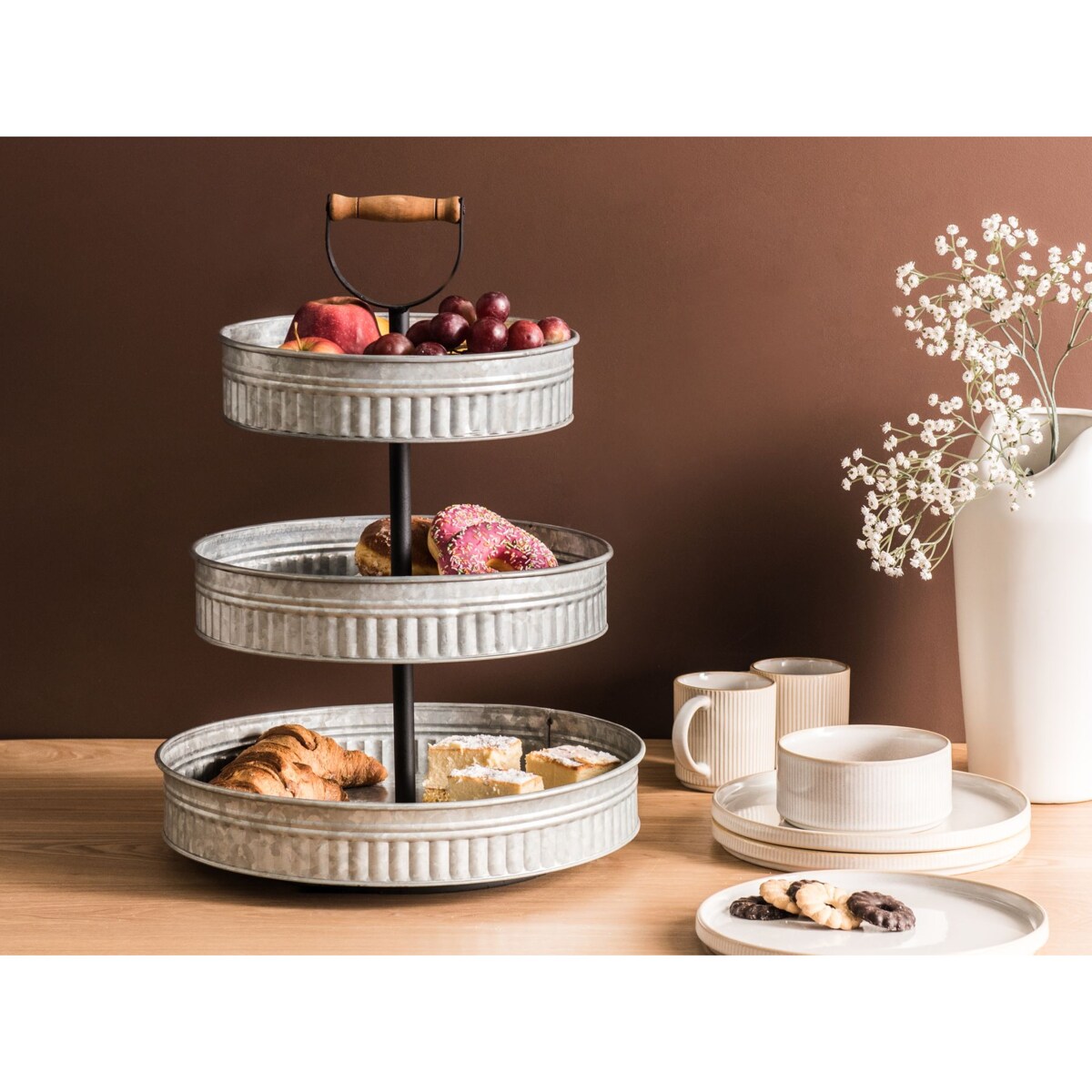 3-poziomowa patera na ciasto KOUIGN Srebrny