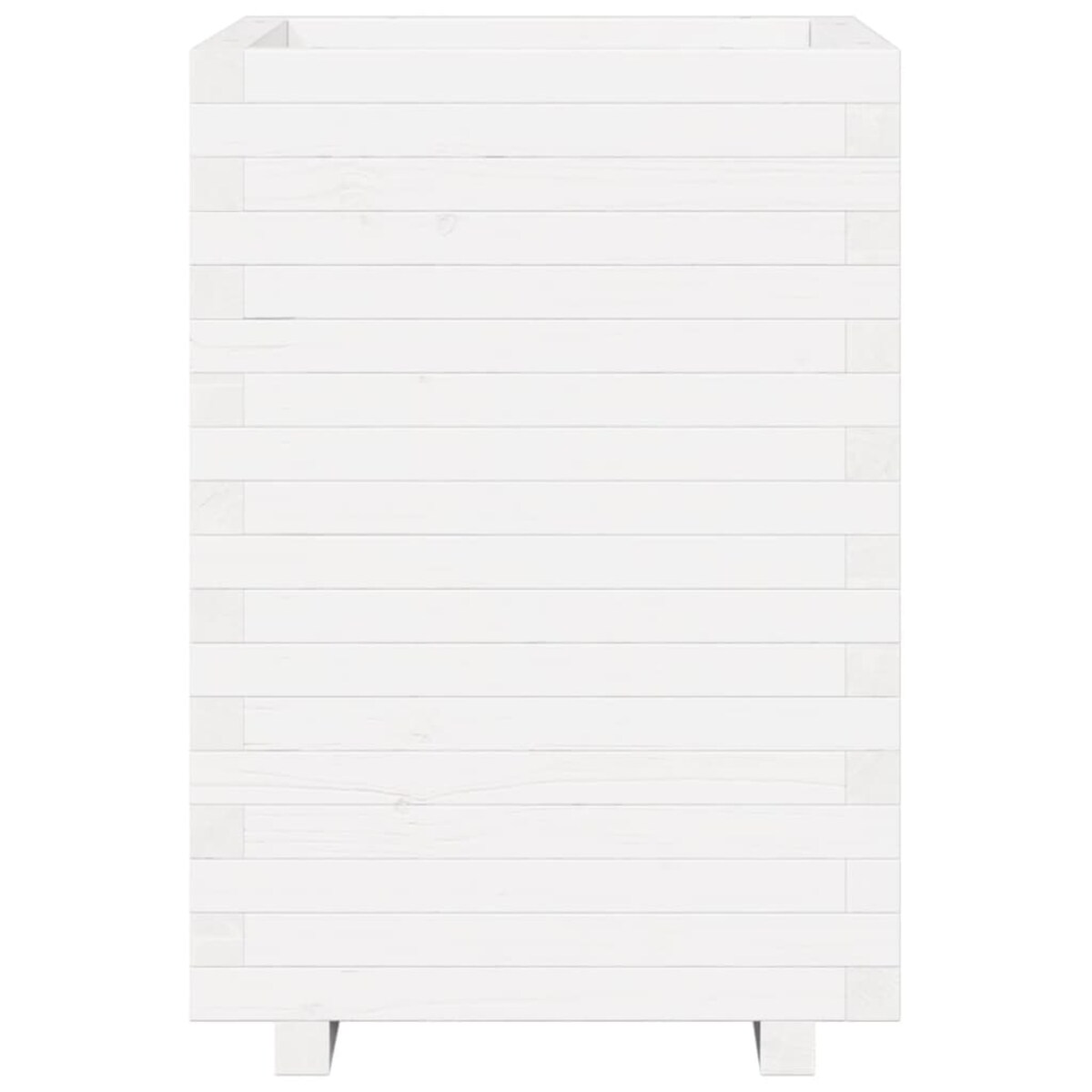 vidaXL Donica ogrodowa, biała, 50x50x72,5 cm, lite drewno sosnowe