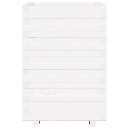 vidaXL Donica ogrodowa, biała, 50x50x72,5 cm, lite drewno sosnowe