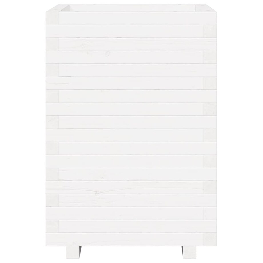 vidaXL Donica ogrodowa, biała, 50x50x72,5 cm, lite drewno sosnowe