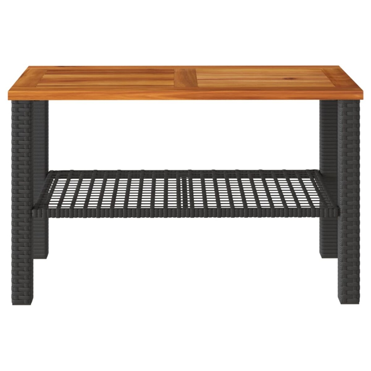 vidaXL Stolik ogrodowy, czarny, 70x38x42 cm, polirattan i akacja