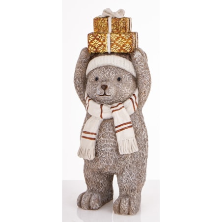 Figurka świąteczna - szary Miś 22x7,5x8 cm CAPELLO z pudełkami