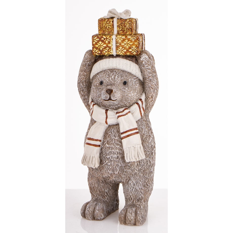 Figurka świąteczna - szary Miś 22x7,5x8 cm CAPELLO z pudełkami