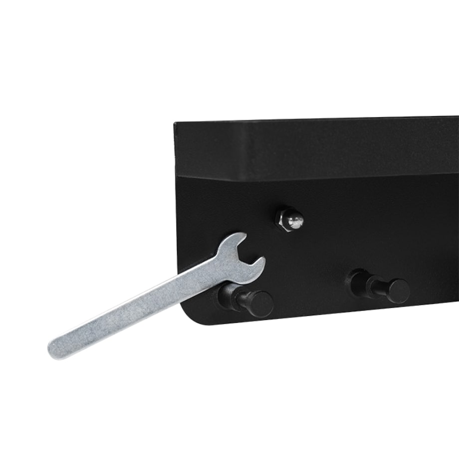 Wieszak ścienny z półką na klucze akcesoria czarny metalowy haczyki