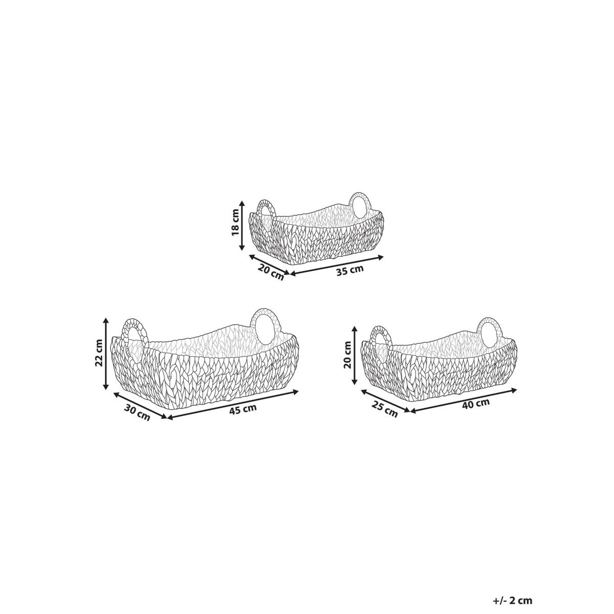 Zestaw 3 koszy z hiacyntu wodnego jasny CAMPHA