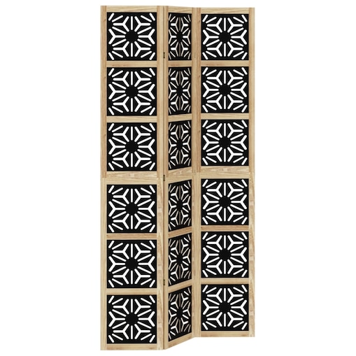 vidaXL Parawan pokojowy, 3-panelowy, brązowo-czarny, lita paulownia