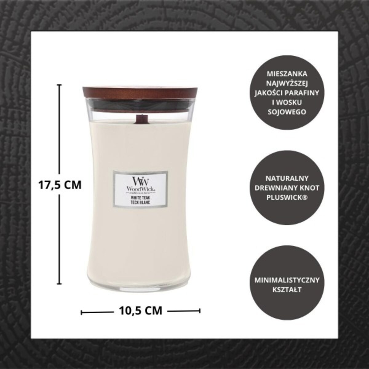 WoodWick świeca duża WHITE TEAK