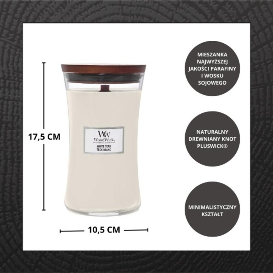 WoodWick świeca duża WHITE TEAK
