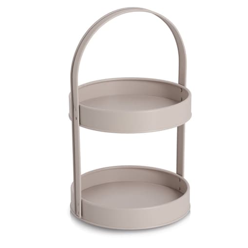 Patera metalowa 2 poziomy 20,55x19,5x33 cm DATARAN beżowa