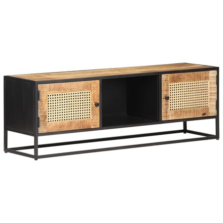 vidaXL Szafka pod TV, 120x30x40 cm, drewno mango i naturalna trzcina