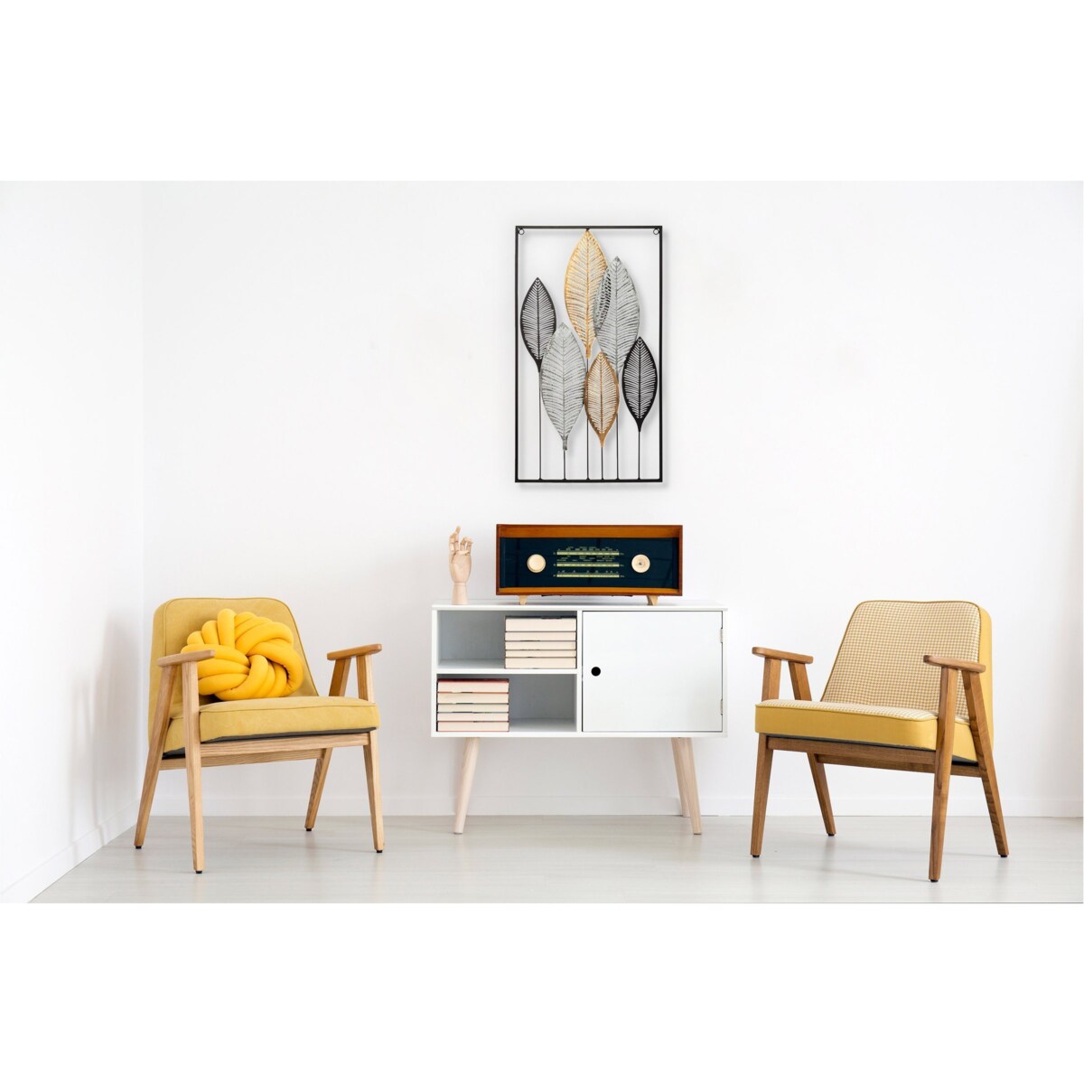 Ozdoba na ścianę, dekoracja ścienna DECO z motywem liści, 37 x 65 cm