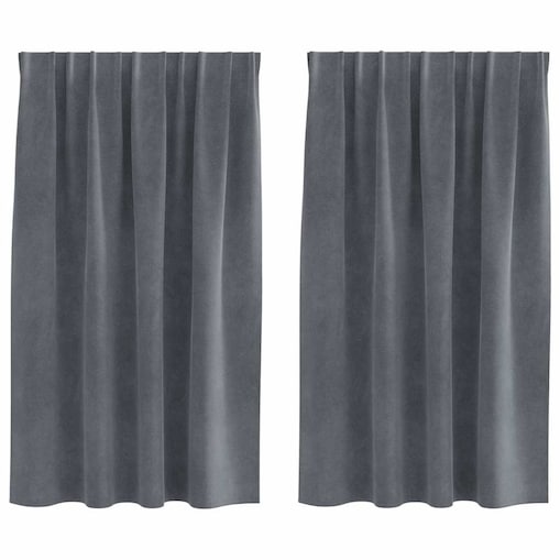 vidaXL Zasłony z zasłonami 2 pcs Jasnoszary 140 x 140 cm Aksamit