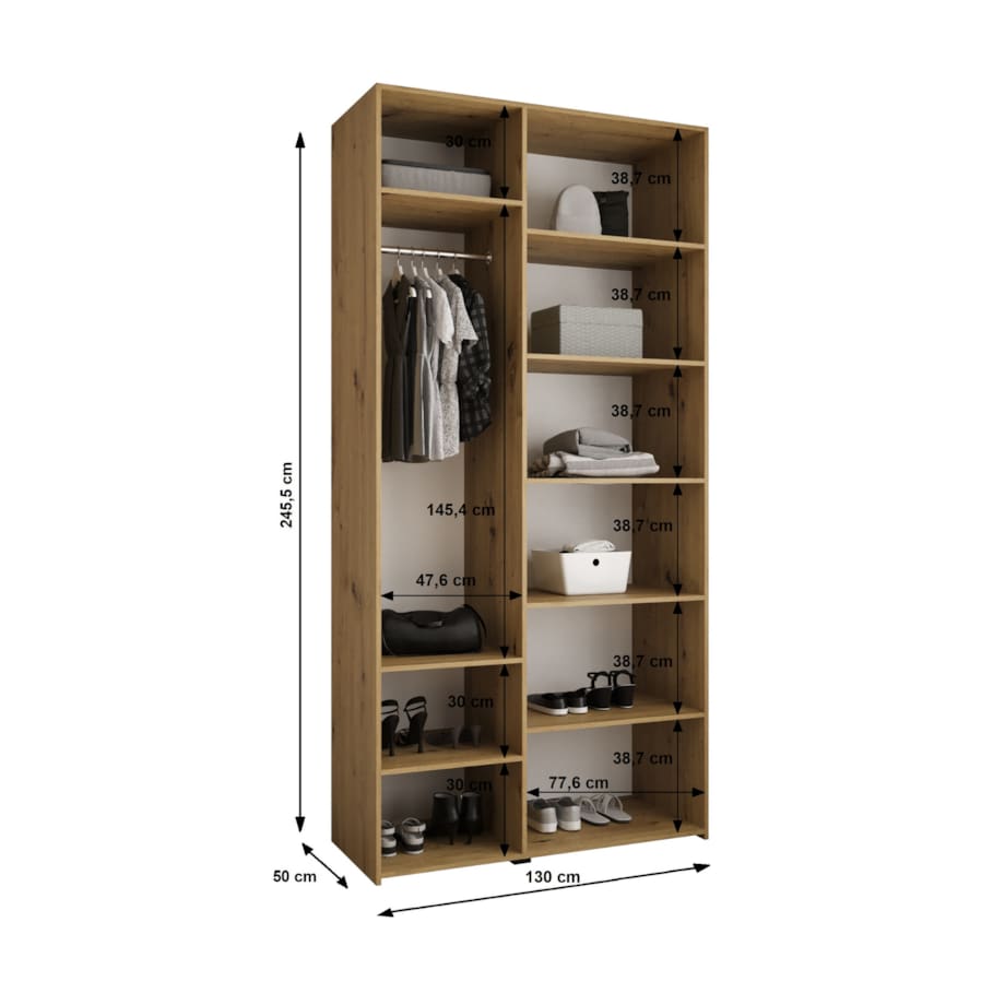 Szafa trzydrzwiowa Como 3 130 gł.50 biały+czarny