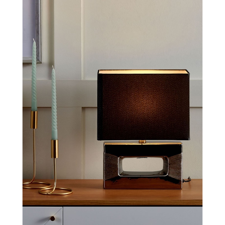 Lampka nocna porcelanowa srebrna ONYX