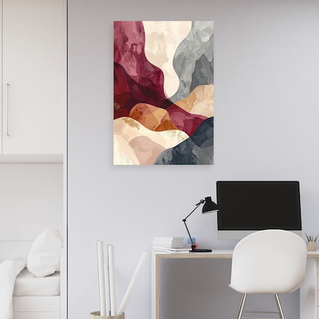 Obraz do salonu sypialni biura hotelu spa, Abstrakcja styl boho w bordowych i beżowych kolorach 80x120 cm