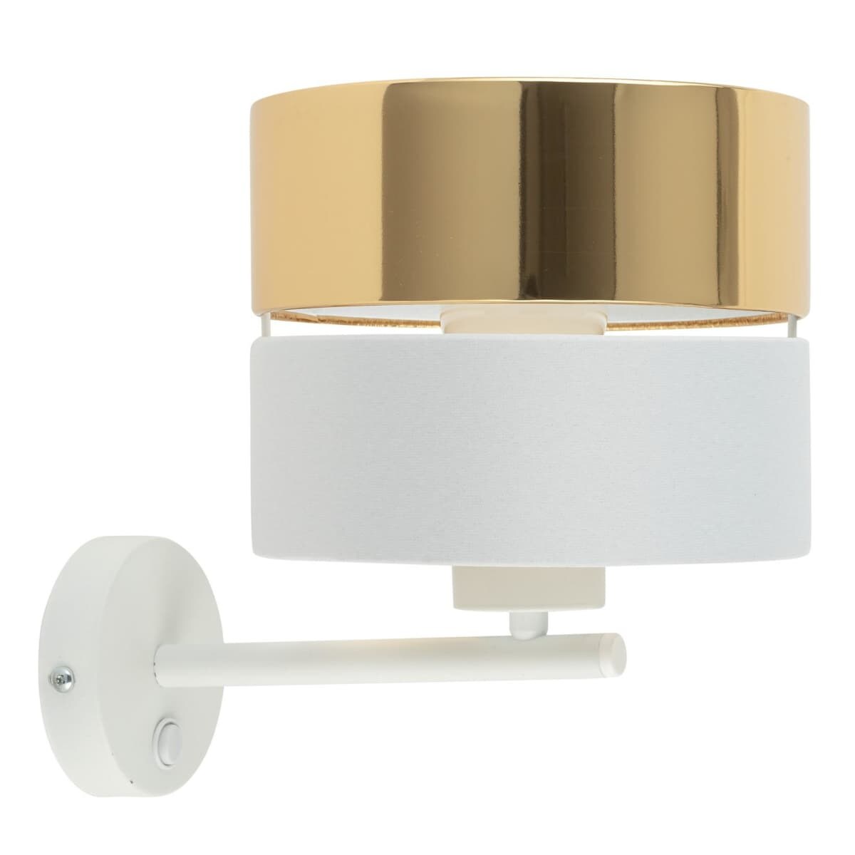 Okrągła kinkiet glamour Hilton 4770 TK Lighting tuba tkaninowy biały złoty