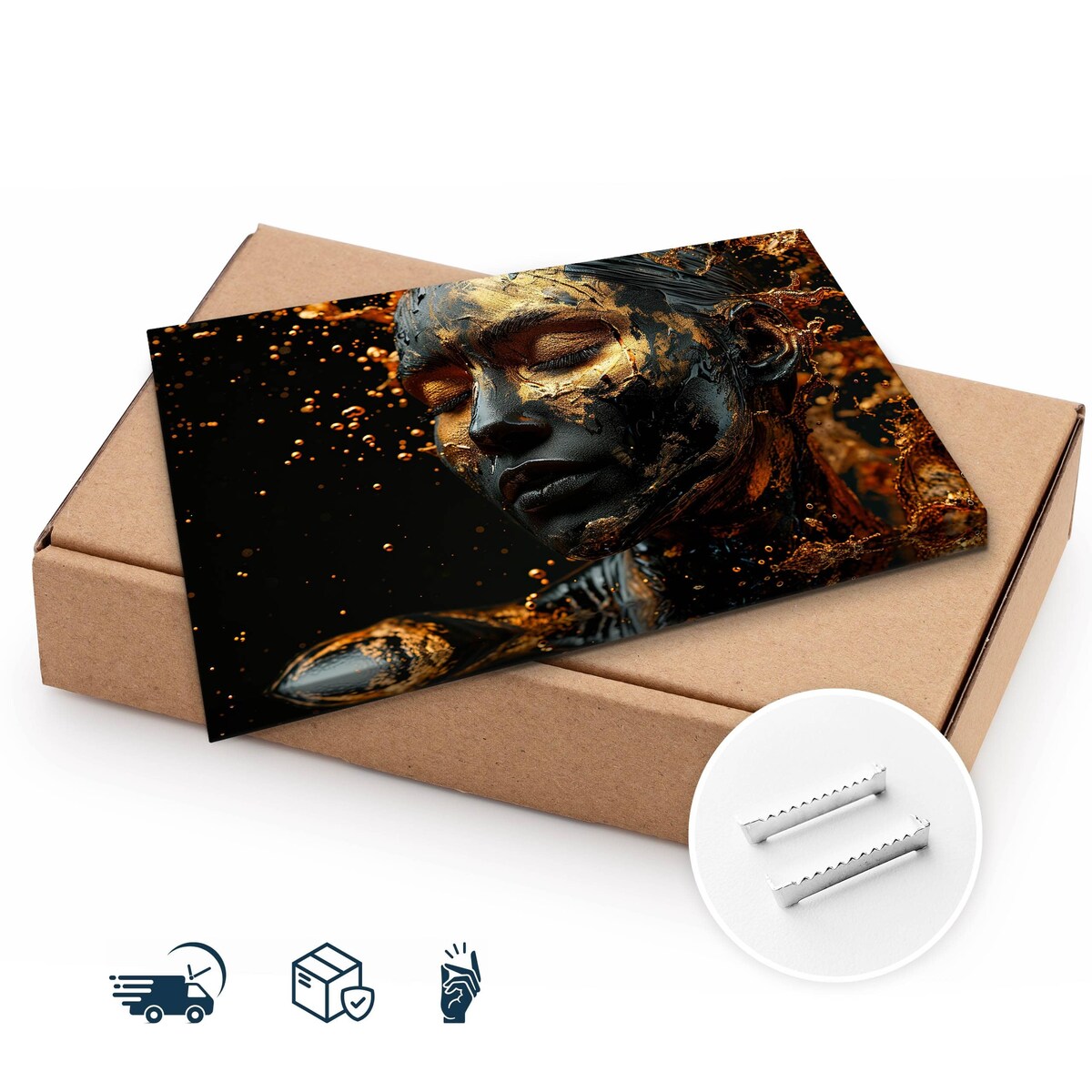 Obraz Na Płótnie Do Salonu Kobiecy Portret Abstrakcja Styl Glamour 120x80cm