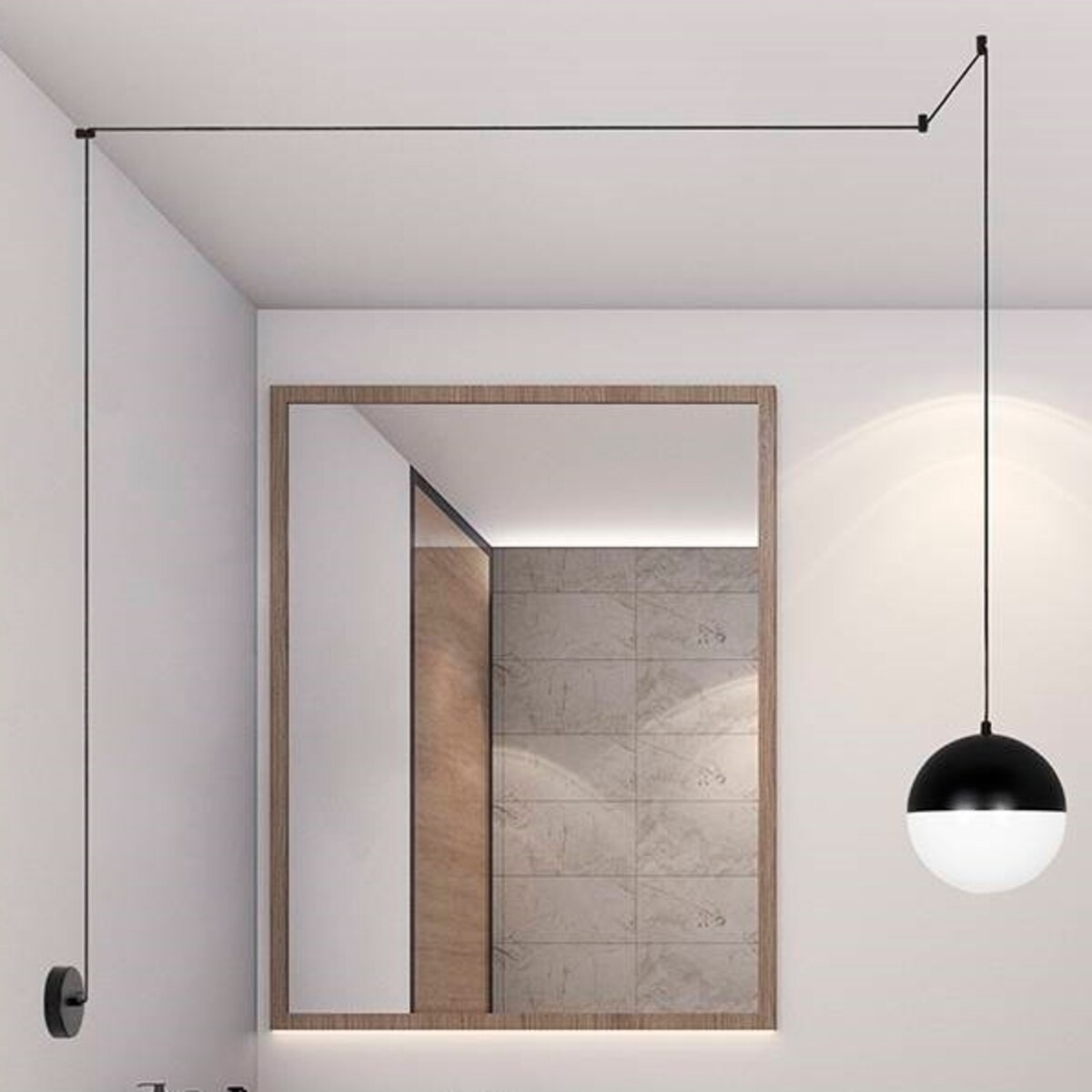 Lampa wisząca mocowana do ściany Bowl MSE010100173 biała czarna