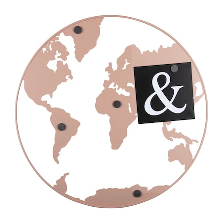 Tablica magnetyczna okrągła Mapa Świata Ø 50 cm różowa