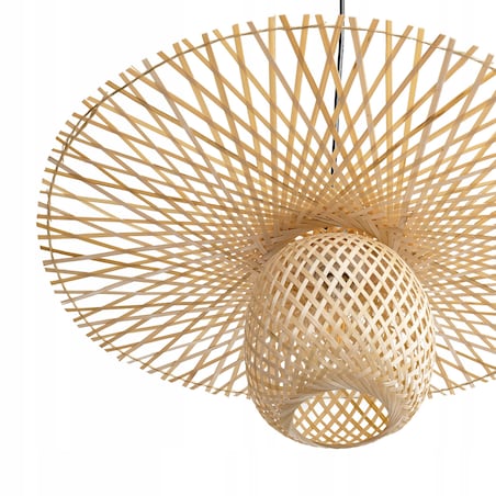 Lampa Wisząca Naturalna Okrągła Bambusowa Pleciona