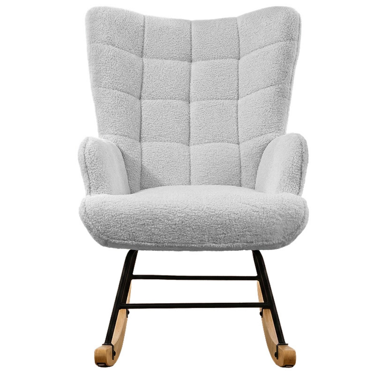 Fotel bujany tapicerowany baranek wygodny wypoczynkowy uszak salon szary