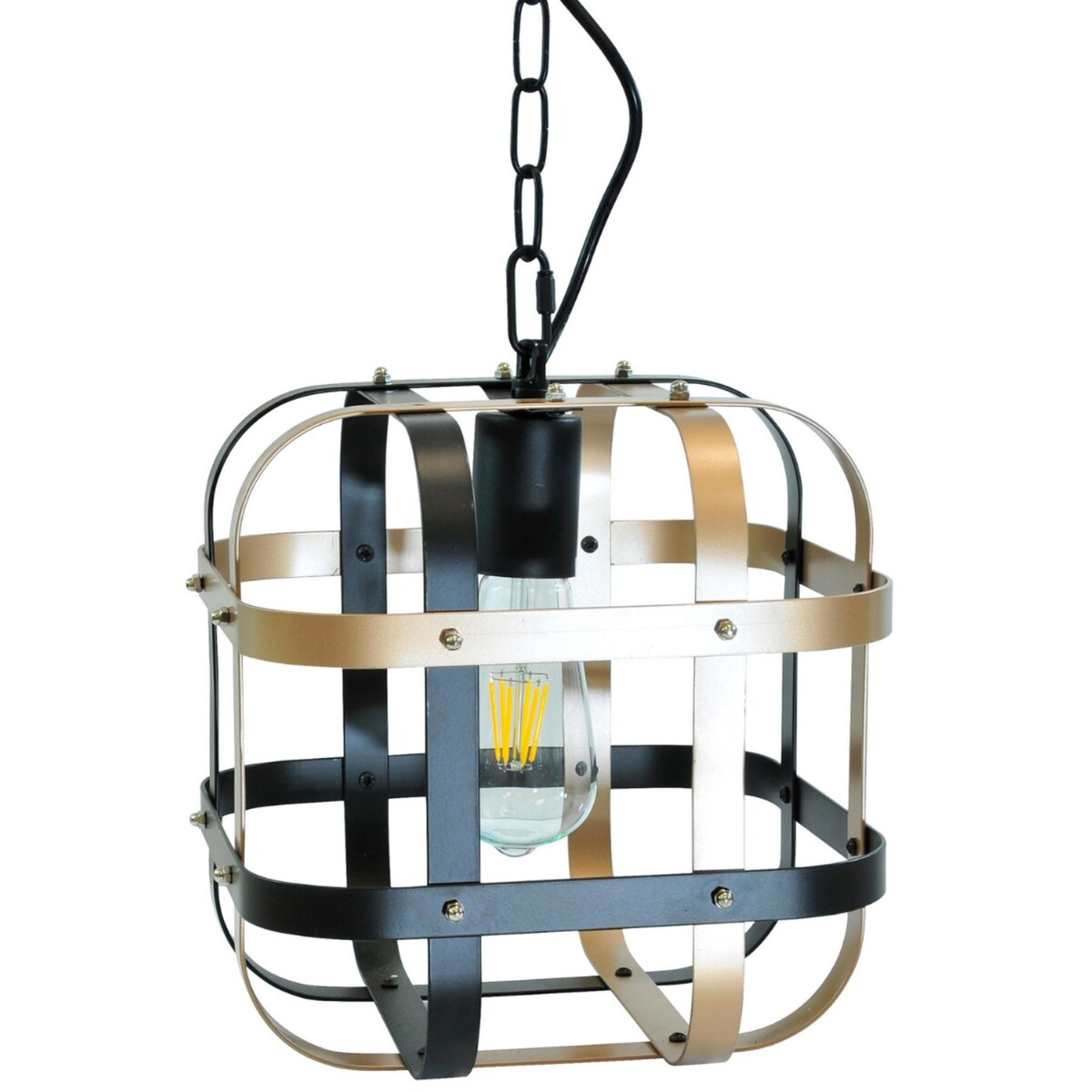 Zwisowa lampa Klatka 312471 na łańcuchu czarna złota