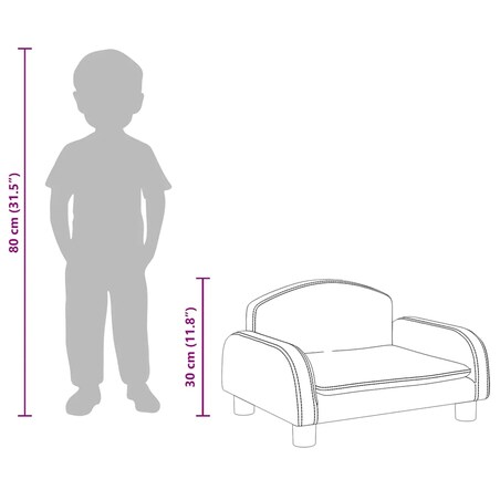 vidaXL Sofa dla dzieci, kremowa, 50x40x30 cm, obita tkaniną