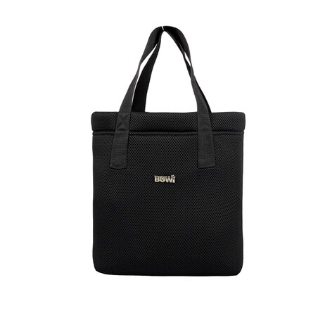 Torba do ręki mała czarna z kieszonką 35x30 cm, śniadaniówka