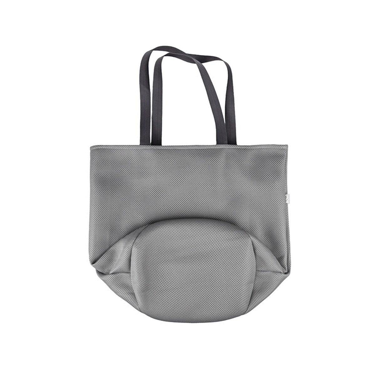 Torba na zakupy z okrągłym spodem, 58x48 szara środek czerwony wzór