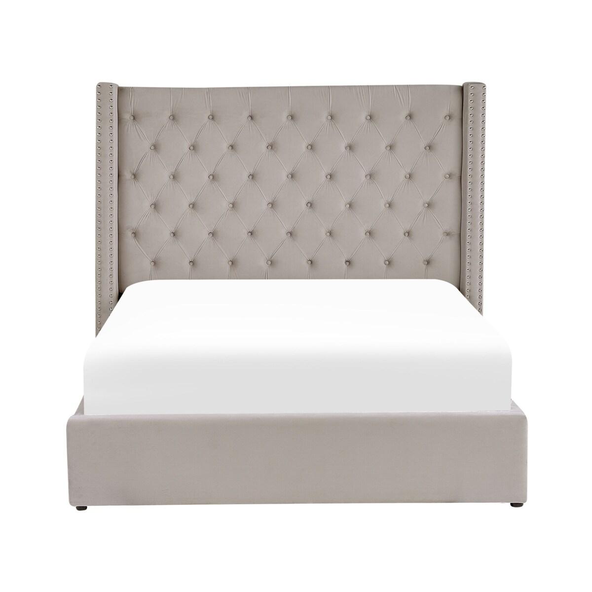 Łóżko z pojemnikiem welurowe 140 x 200 cm jasnoszare LUBBON