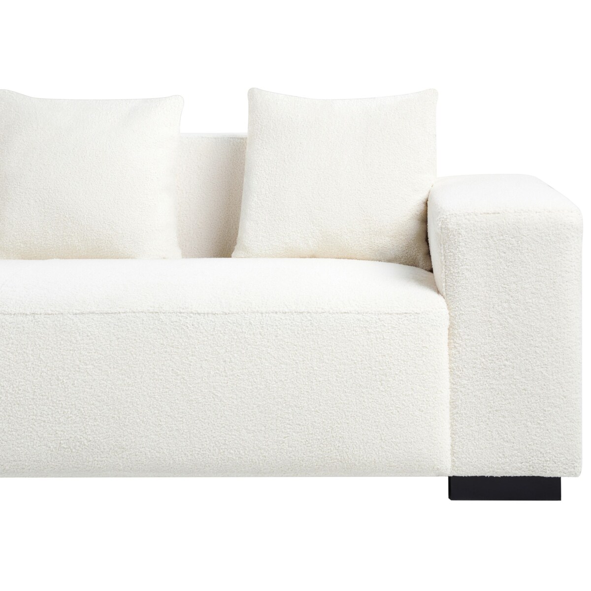 Narożnik LUNGO Boucle Biały dla 4 osób Prawostronny