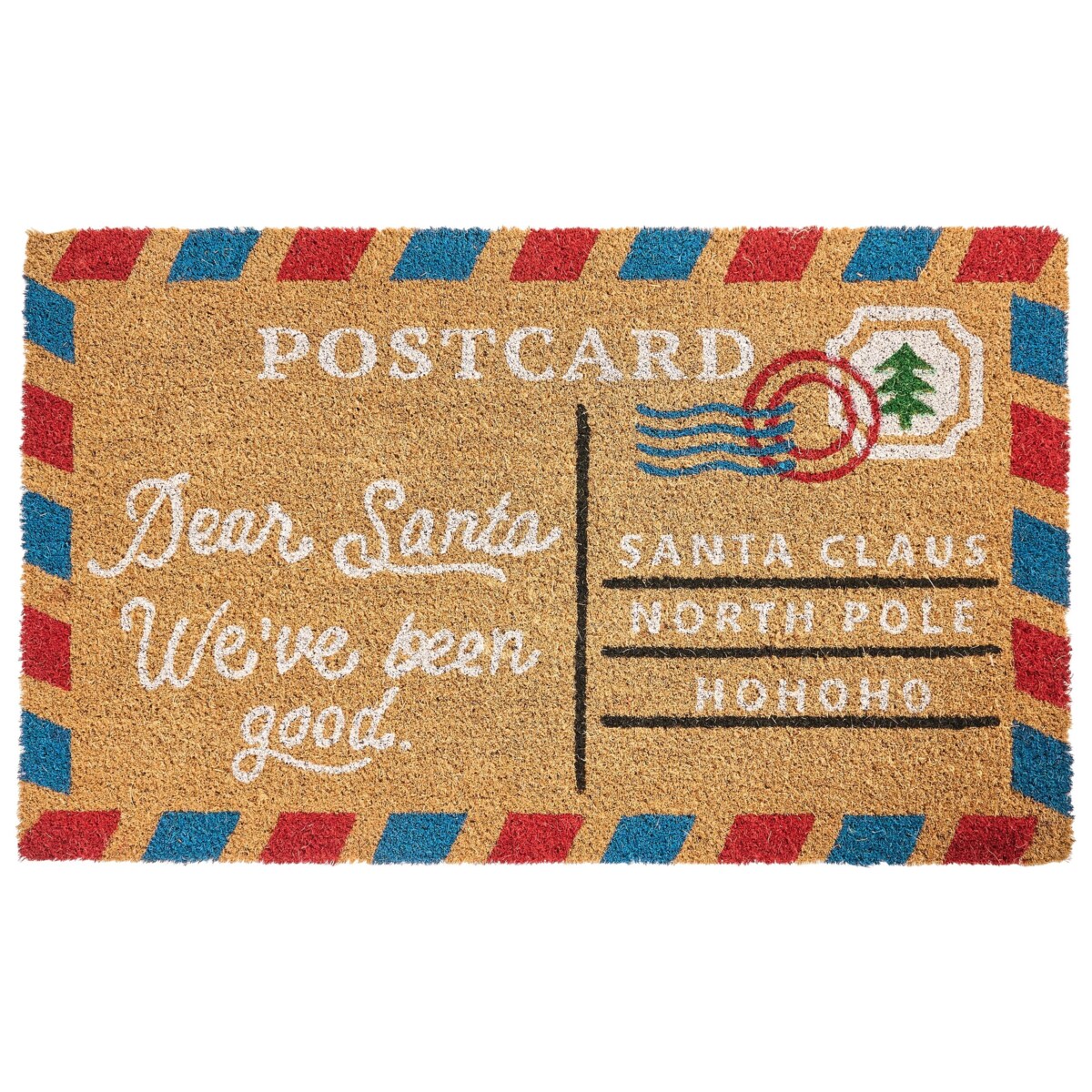 Wycieraczka KATALLA Naturalny 50 x 80 cm Wzór świąteczny Włókno kokosowe