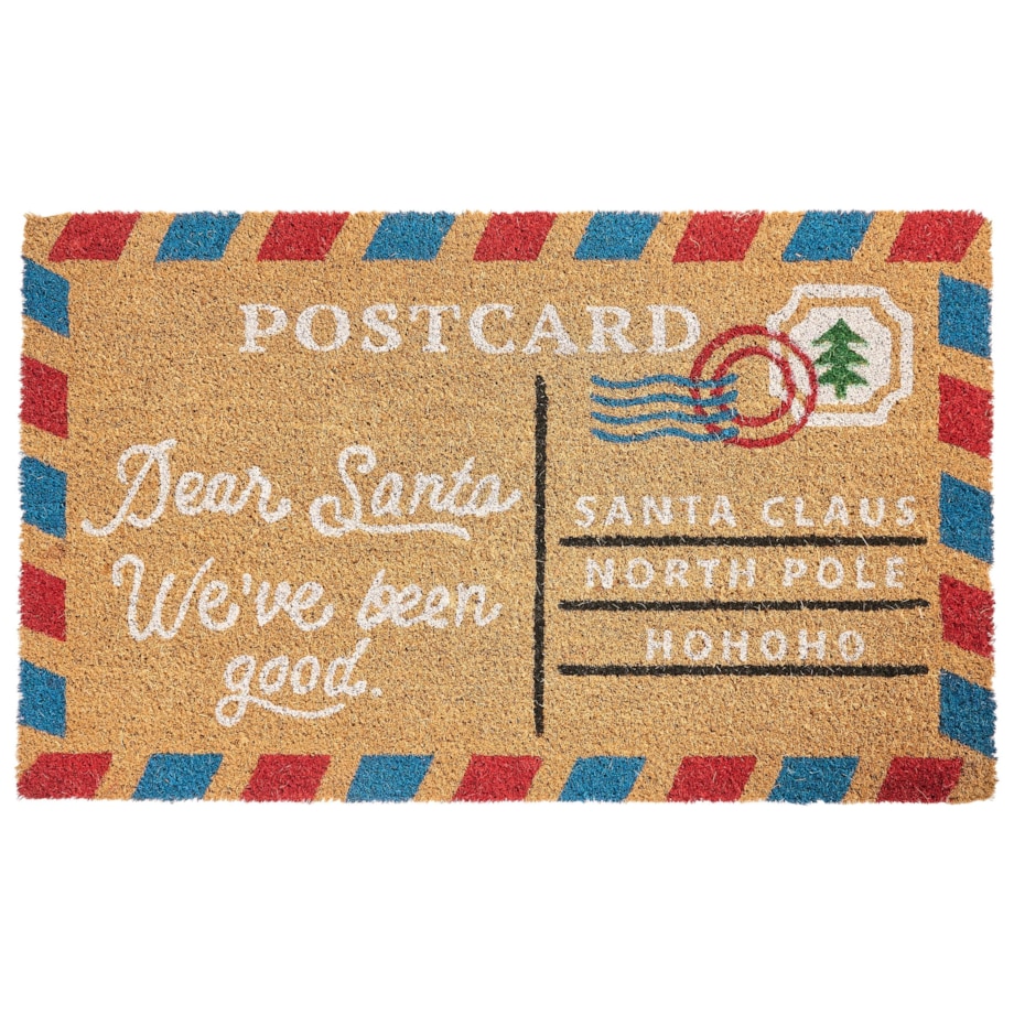 Wycieraczka KATALLA Naturalny 50 x 80 cm Wzór świąteczny Włókno kokosowe