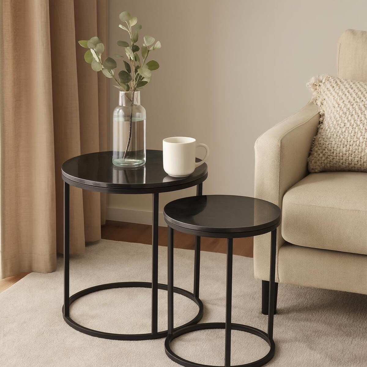 Zestaw 2 stolików z marmurowym blatem MARMER