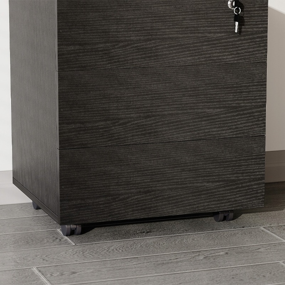 Kontenerek czarny biurowy na kółkach z szufladami