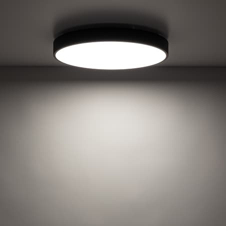 Lampa Sufitowa Łazienkowa Tk Lighting Velis Czarny Plafon Led 30W Ip54 Zmienna Barwa, Ściemniany