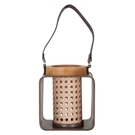 Świecznik dekoracyjny Rattan, 16 x 13 x 20 cm, świecznik na świecę, wielokolorowy, styl boho chic, Mauro Ferretti