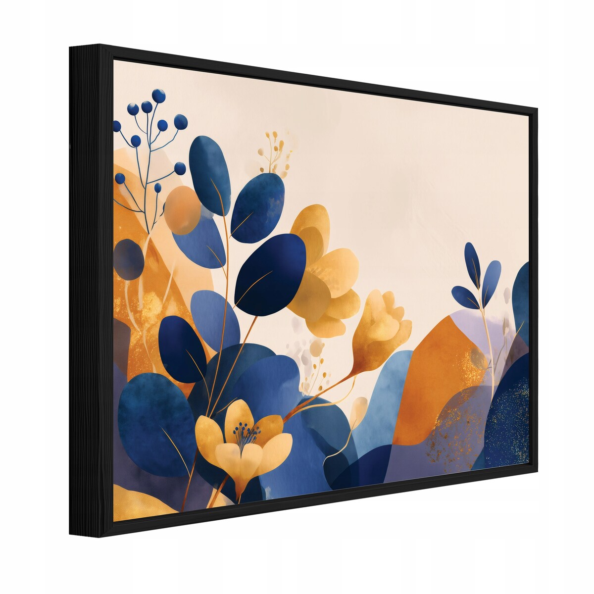 Obraz W Ramie Do Sypialni Salonu Na Płótnie Abstrakcja Kwiaty Niebieski 60x40