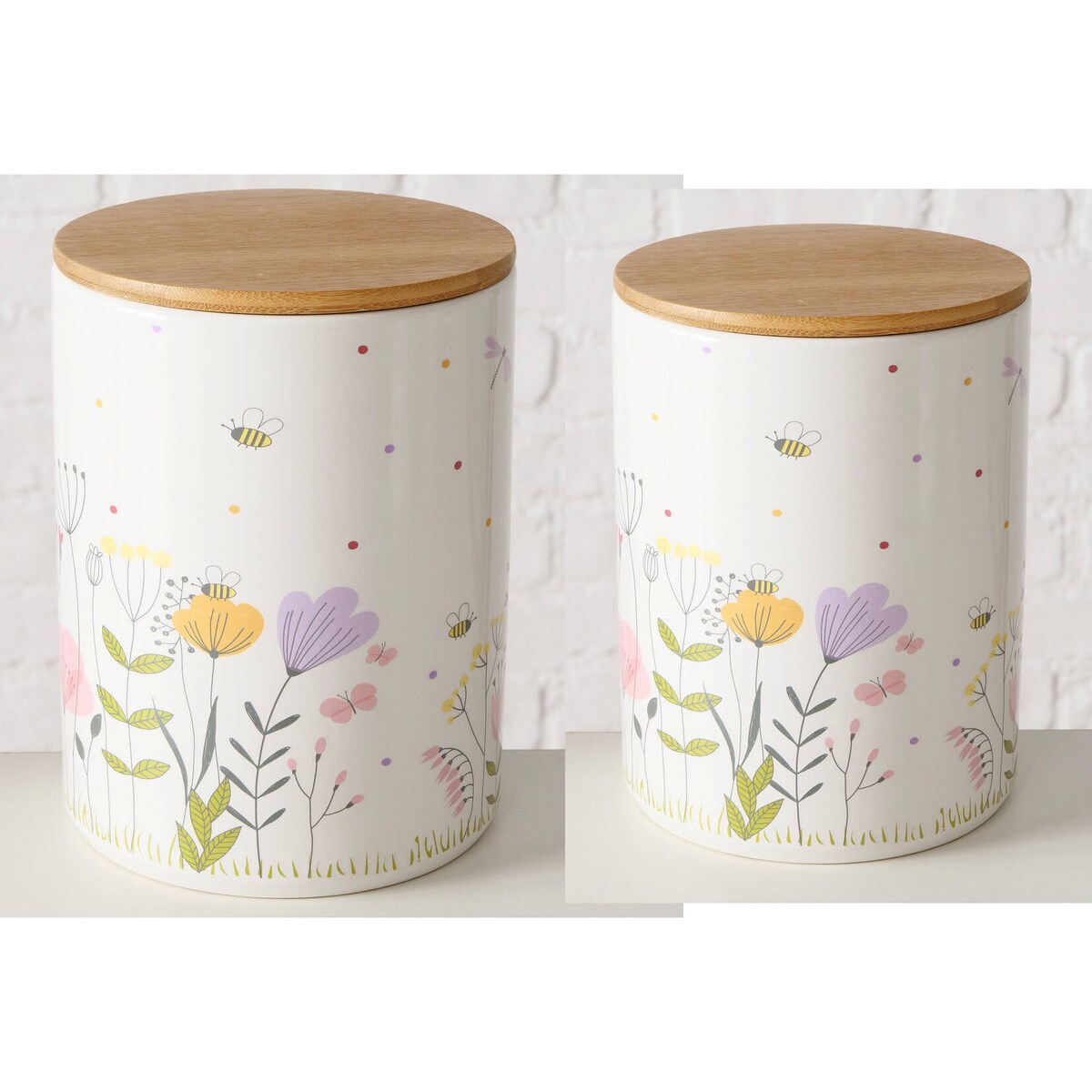 Pojemniki kuchenne ceramiczne w polne kwiaty FLORINA, 2 sztuki